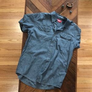 Wrangler denim style shirt sleeve button up.